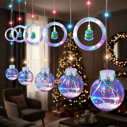 Luces Cortina de Navidad Aritos y Bolas. ENVÍO GRATIS