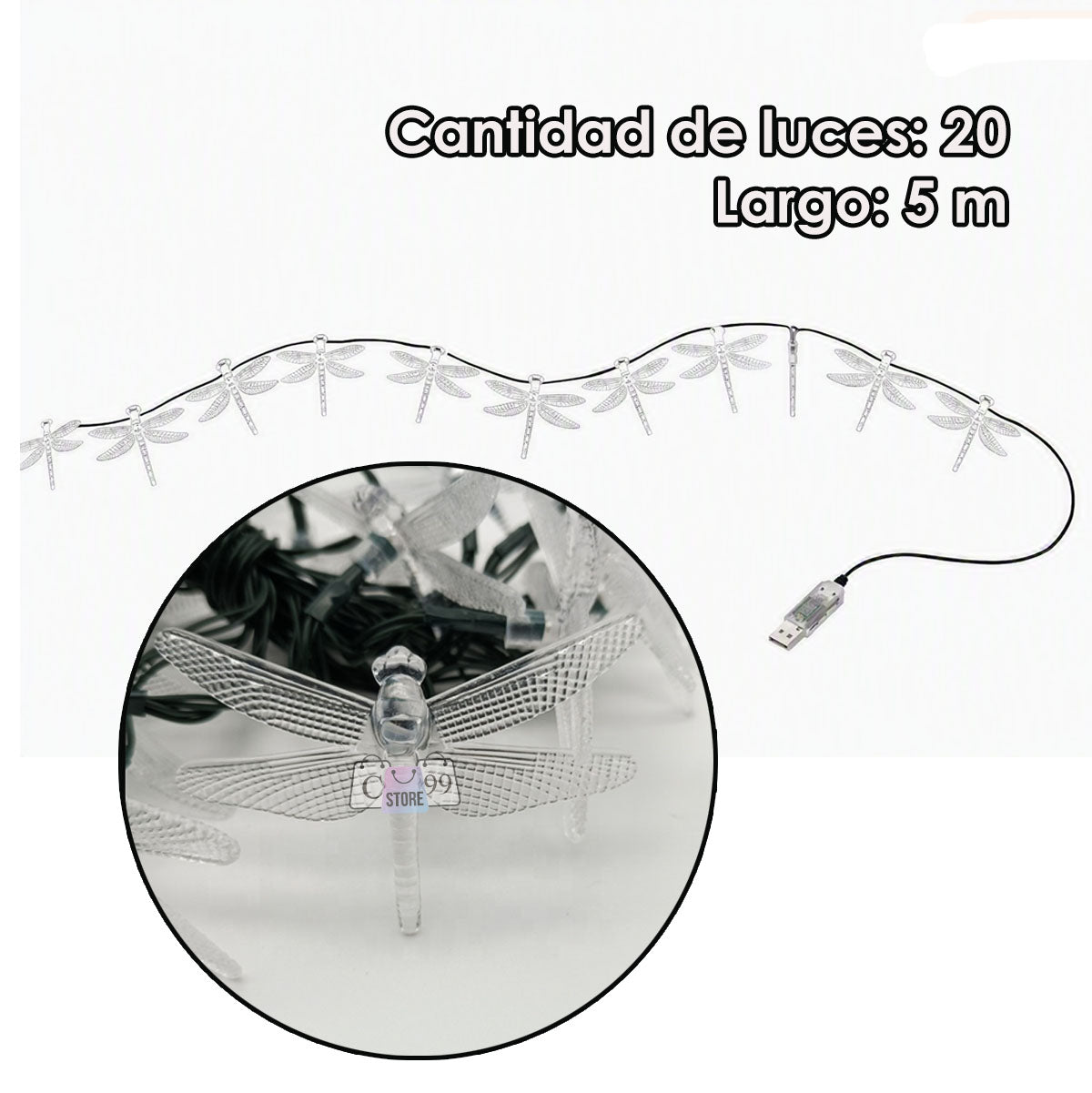 Luces Lineales De Libélula Navidad 5m. ENVÍO GRATIS