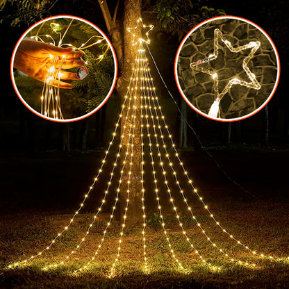 Estrella Punta De Arbol Cascada Solar Led.   ENVÍO GRATIS