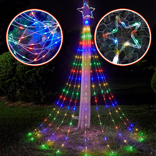 Estrella Punta De Arbol Cascada Solar Led.   ENVÍO GRATIS