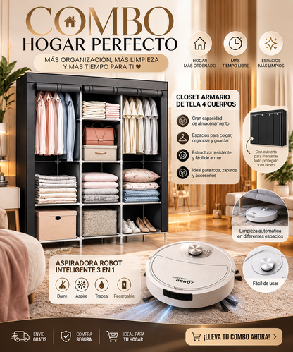 COMBO CLOSET 3 CUERPOS + ASPIRADORA ROBOT.   ENVÍO GRATIS