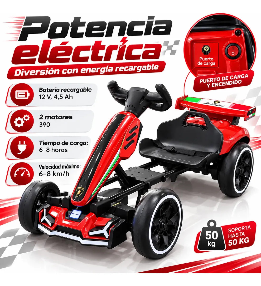 Go Kart Eléctrico para Niños GRANDE.    ENVÍO GRATIS